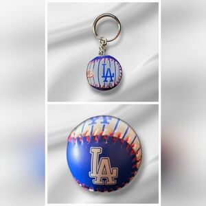 LA Dodgers Baseball Keychain - Blue and White